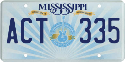 MS license plate ACT335