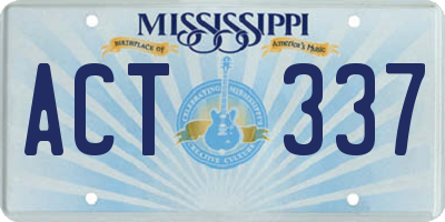 MS license plate ACT337