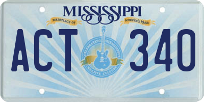 MS license plate ACT340