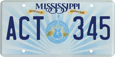 MS license plate ACT345