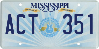 MS license plate ACT351
