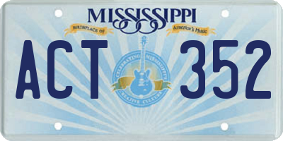 MS license plate ACT352