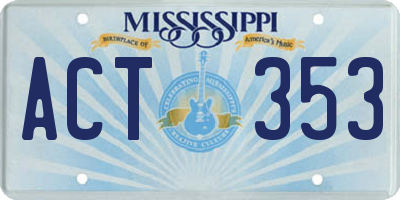MS license plate ACT353