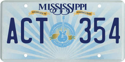 MS license plate ACT354