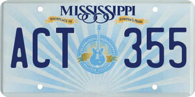MS license plate ACT355