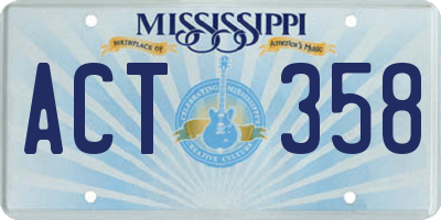 MS license plate ACT358