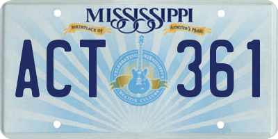 MS license plate ACT361