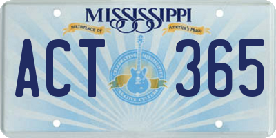 MS license plate ACT365