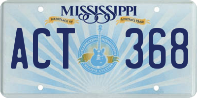 MS license plate ACT368