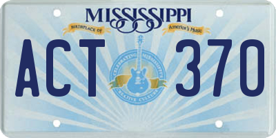 MS license plate ACT370