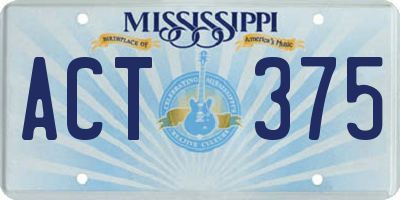 MS license plate ACT375