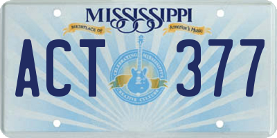 MS license plate ACT377