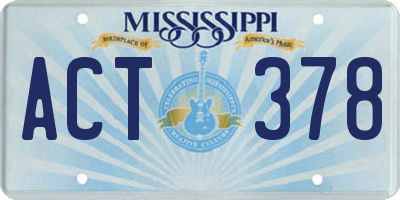 MS license plate ACT378