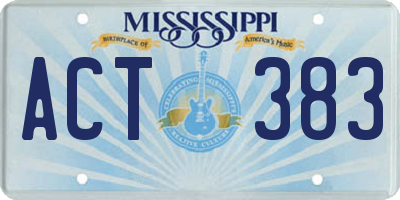 MS license plate ACT383