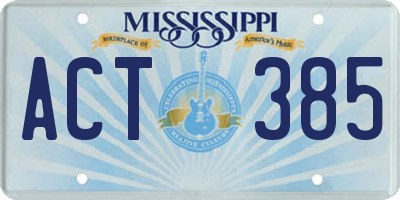 MS license plate ACT385