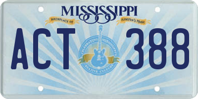 MS license plate ACT388