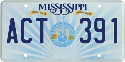 MS license plate ACT391