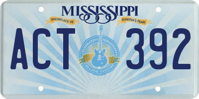 MS license plate ACT392