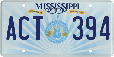 MS license plate ACT394