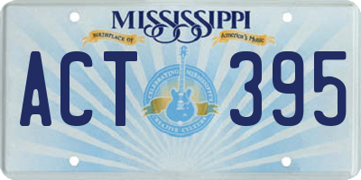 MS license plate ACT395