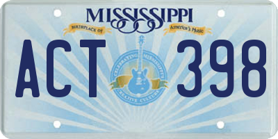 MS license plate ACT398