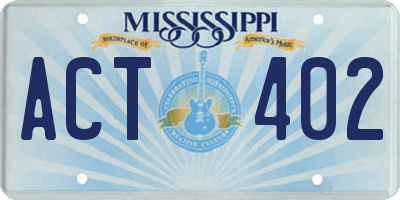 MS license plate ACT402