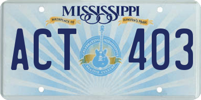 MS license plate ACT403