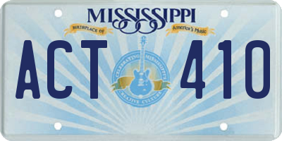 MS license plate ACT410