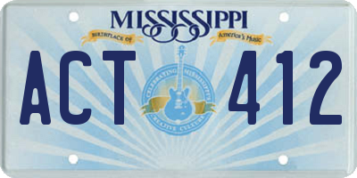 MS license plate ACT412