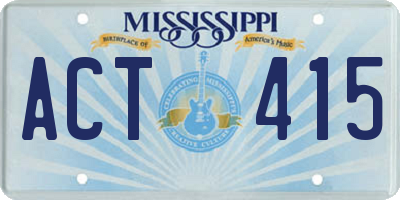 MS license plate ACT415