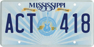 MS license plate ACT418