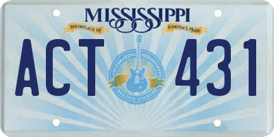 MS license plate ACT431