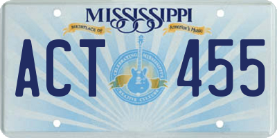MS license plate ACT455