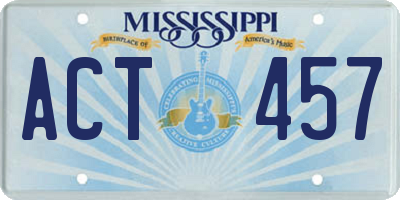 MS license plate ACT457