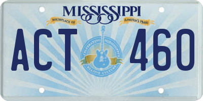 MS license plate ACT460