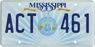 MS license plate ACT461