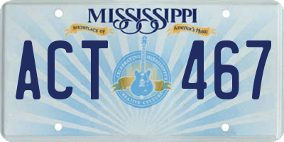MS license plate ACT467