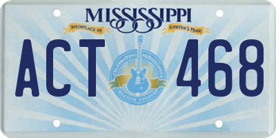 MS license plate ACT468