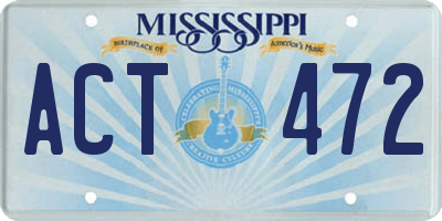 MS license plate ACT472