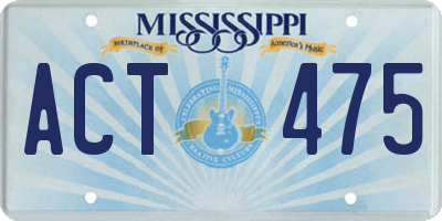 MS license plate ACT475
