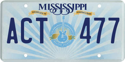 MS license plate ACT477