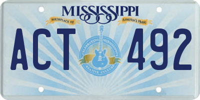 MS license plate ACT492