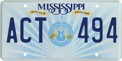 MS license plate ACT494