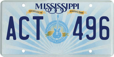MS license plate ACT496