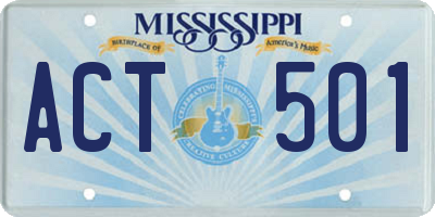 MS license plate ACT501