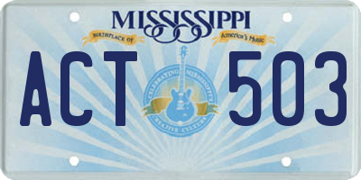 MS license plate ACT503