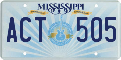 MS license plate ACT505