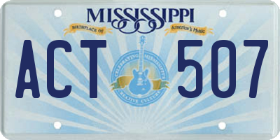 MS license plate ACT507
