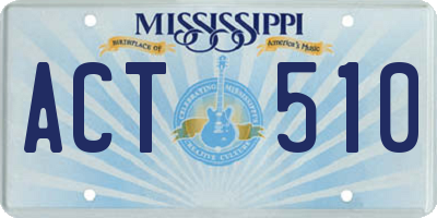 MS license plate ACT510