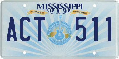 MS license plate ACT511